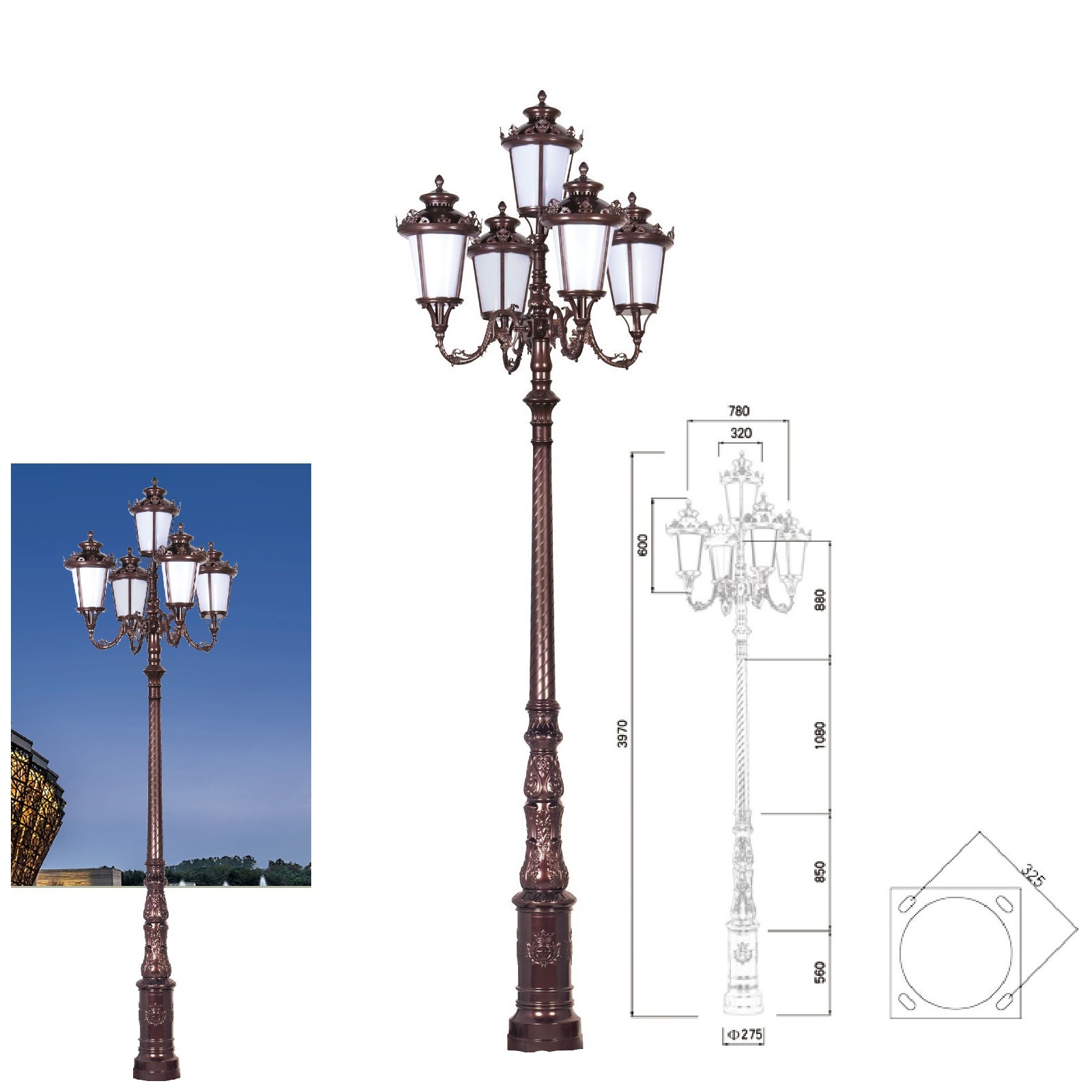 Cột Đèn Cảnh Quan Đúc Tinh Xảo ZSV_TYD-0301 ZALAA OEM Đèn sân vườn dự án