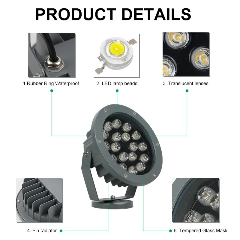 Đèn Led Rọi Cây 18W Mã sản phẩm ZCH-D183-18W - Đổi màu