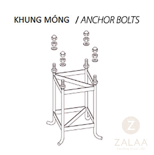 Khung Móng M16x340x340x550 ZALAA Cho Cột Đèn LED