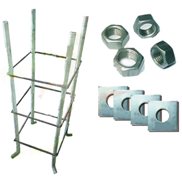 Khung Móng M14x130x130x500mm cho cột đèn LED, Cột bảng tên chỉ đường, Cột cờ..