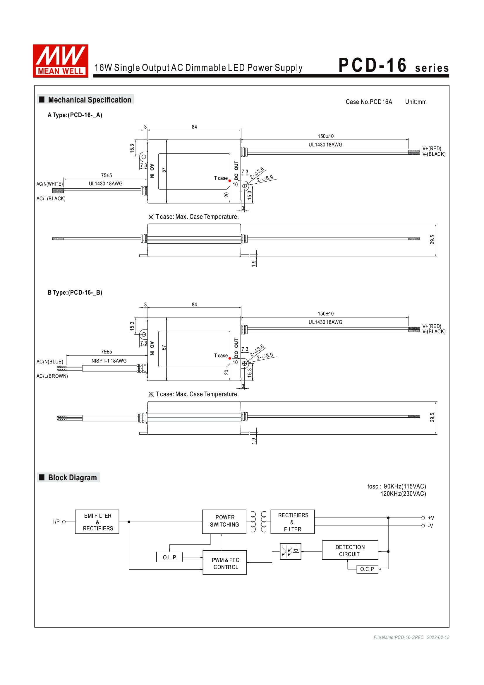 Nguồn Meanwell PCD-16 - LED Driver sử dụng cho Đèn chiếu sáng trong nhà