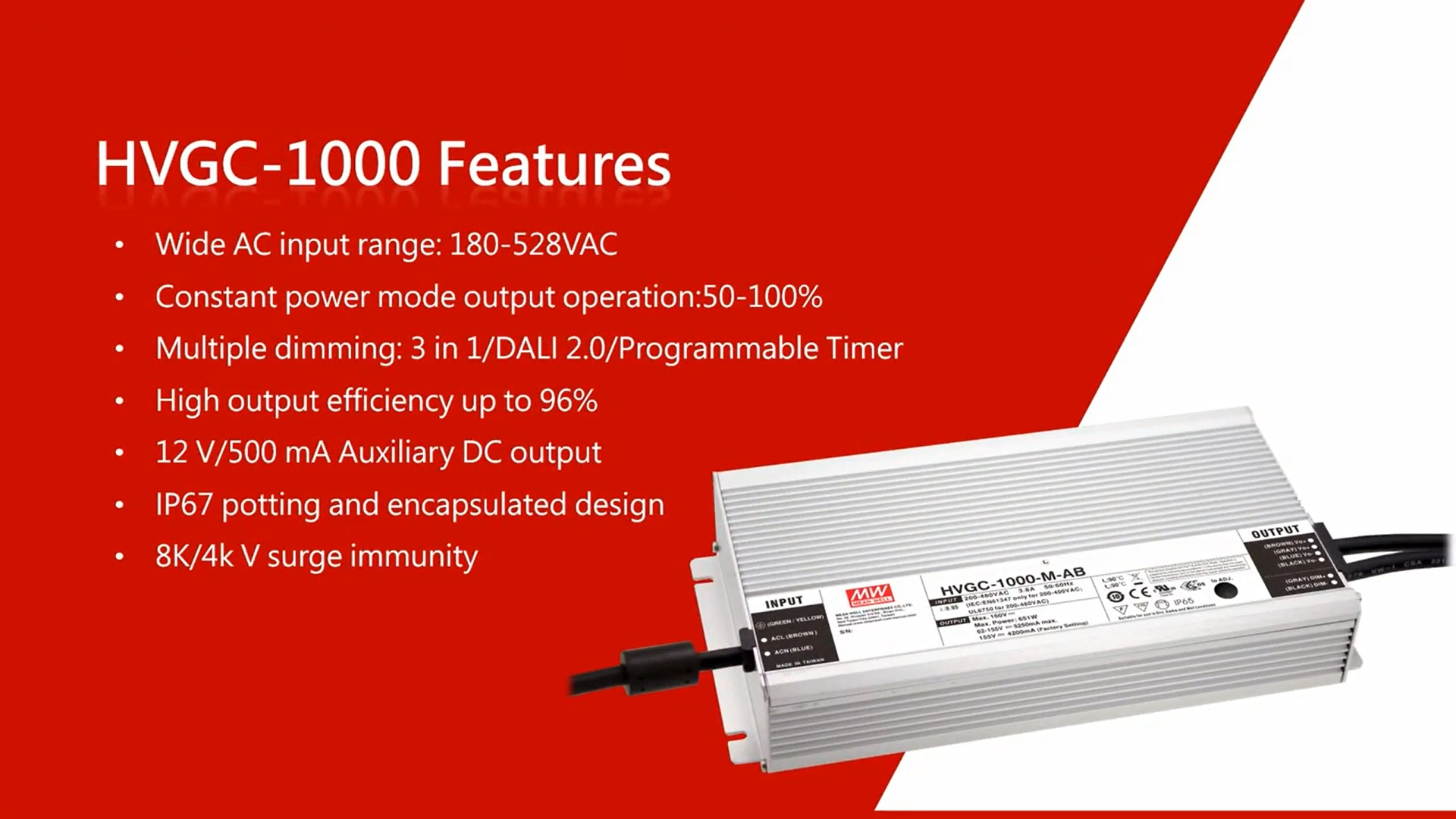 Nguồn Meanwell HVGC-1000 | LED Driver sử dụng cho Đèn LED ngoài trời từ 1000W