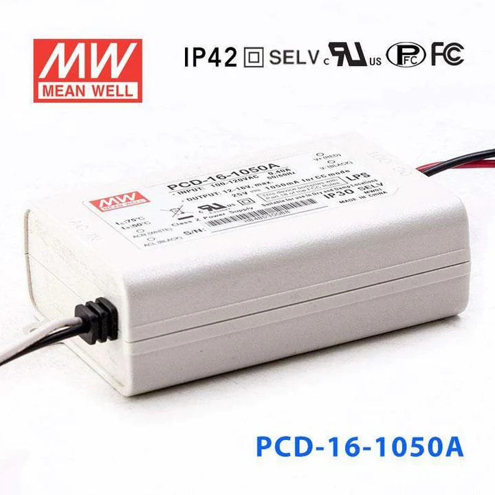 Nguồn Meanwell PCD-16 - LED Driver sử dụng cho Đèn chiếu sáng trong nhà