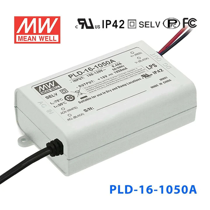 Nguồn Meanwell PLD-16 - LED Driver sử dụng cho Đèn chiếu sáng trong nhà