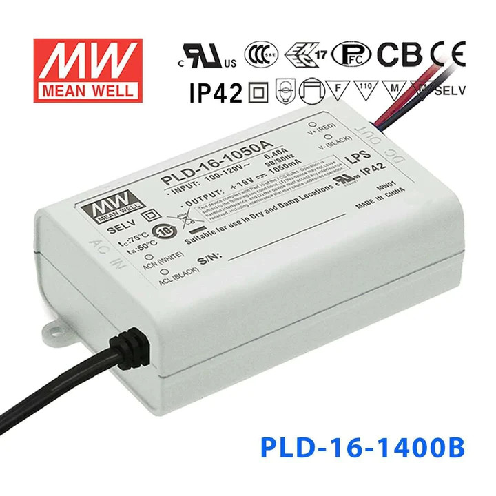 Nguồn Meanwell PLD-16 - LED Driver sử dụng cho Đèn chiếu sáng trong nhà