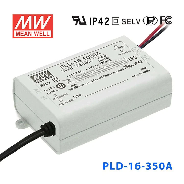 Nguồn Meanwell PLD-16 - LED Driver sử dụng cho Đèn chiếu sáng trong nhà