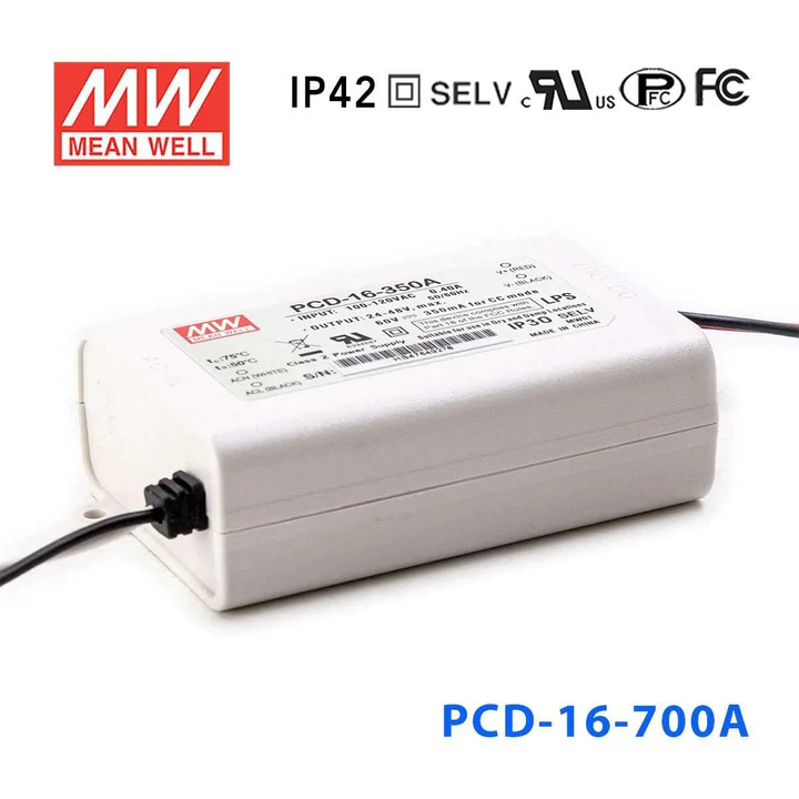 Nguồn Meanwell PCD-16 - LED Driver sử dụng cho Đèn chiếu sáng trong nhà