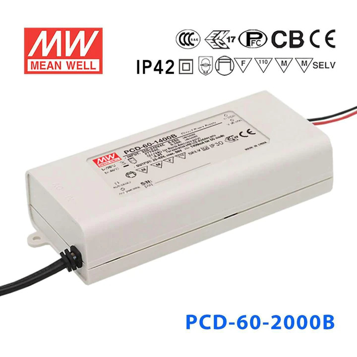 Nguồn Meanwell PCD-60 - LED Driver sử dụng cho Đèn chiếu sáng trong nhà