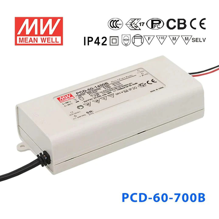 Nguồn Meanwell PCD-60 - LED Driver sử dụng cho Đèn chiếu sáng trong nhà