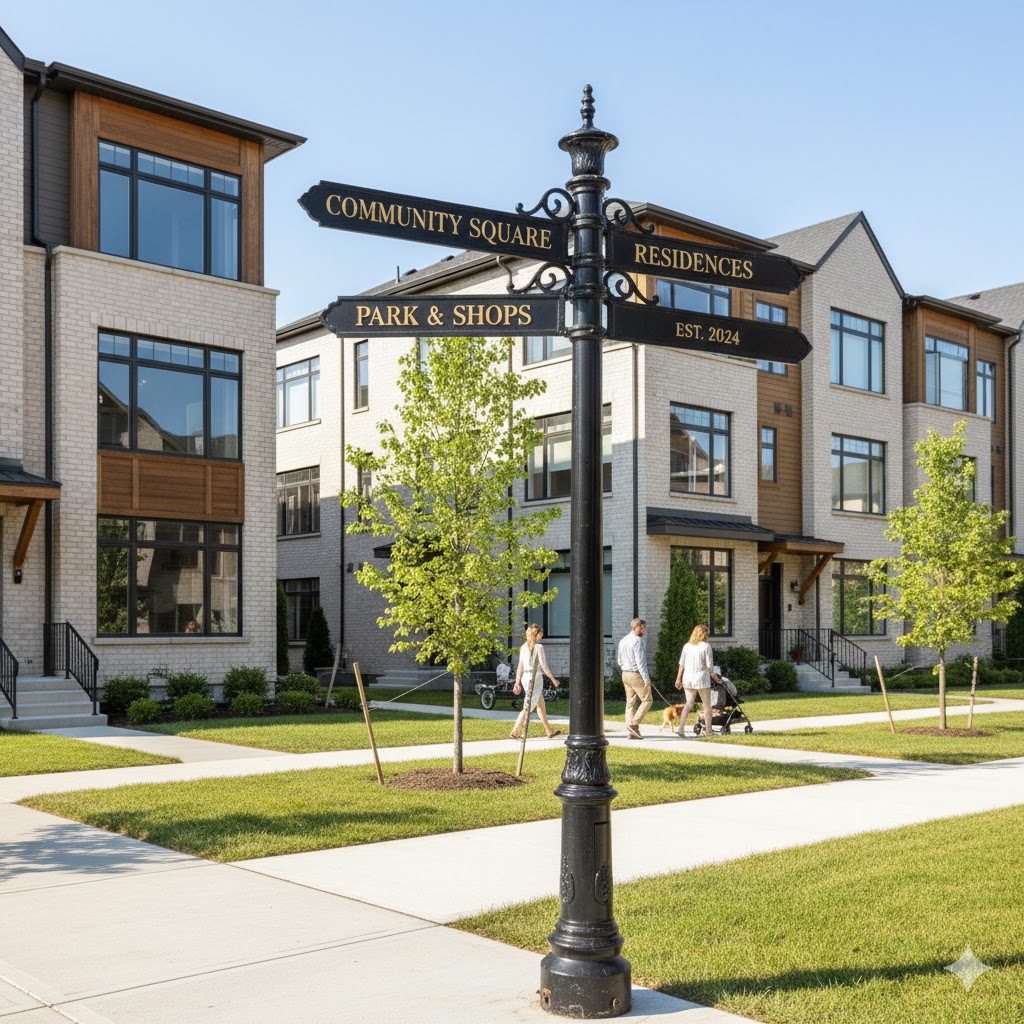 Cột Biển Báo Chỉ Dẫn Tên Đường Trong Nội Khu Đô Thị Mới - ZALAA OEM