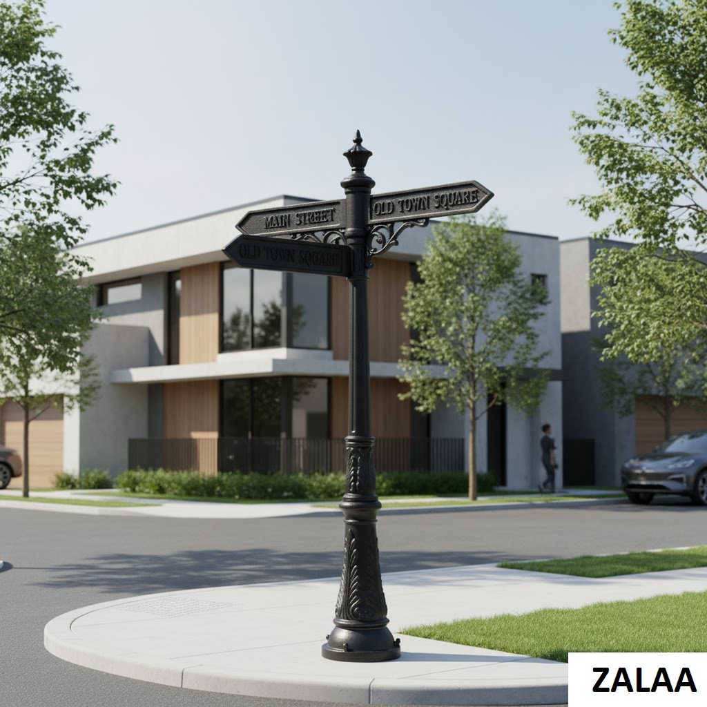 Cột Biển Báo Chỉ Dẫn Tên Đường Trong Nội Khu Đô Thị Mới - ZALAA OEM