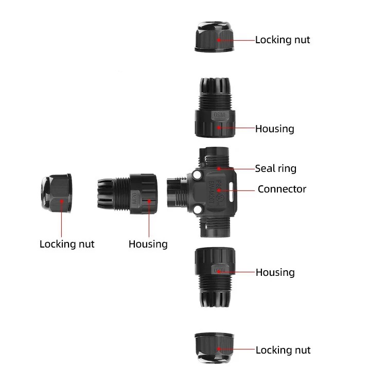 Đầu Nối Điện Chữ T Chia 3 Cổng M20T-3P Chống nước, Ngoài trời IP68 - Linh kiện đèn led Zalaa