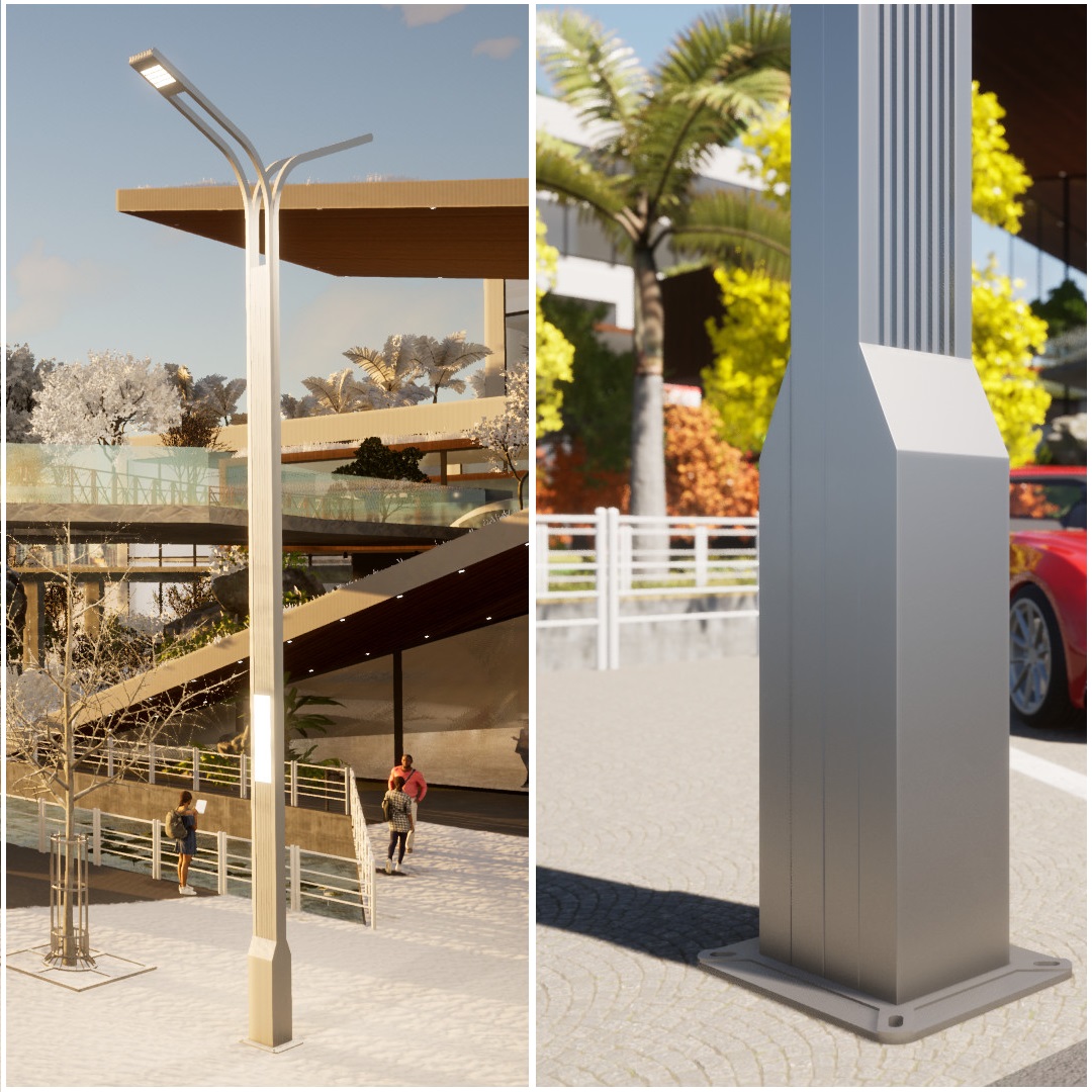 Trụ 2 Đèn Đường Cao 11M Hiện Đại Kiểu Mới ZALAA Msp ZCD-QN1-H11-200W*2