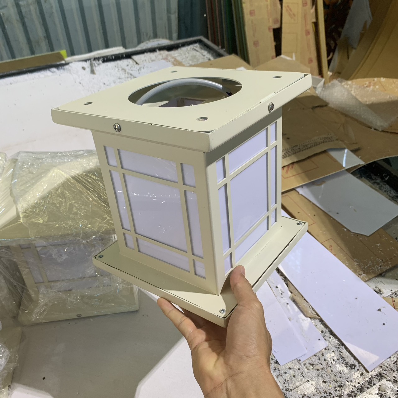 Đèn Trụ Cổng Vuông D250mm LED-E27 Chất liệu Inox Sơn theo yêu cầu