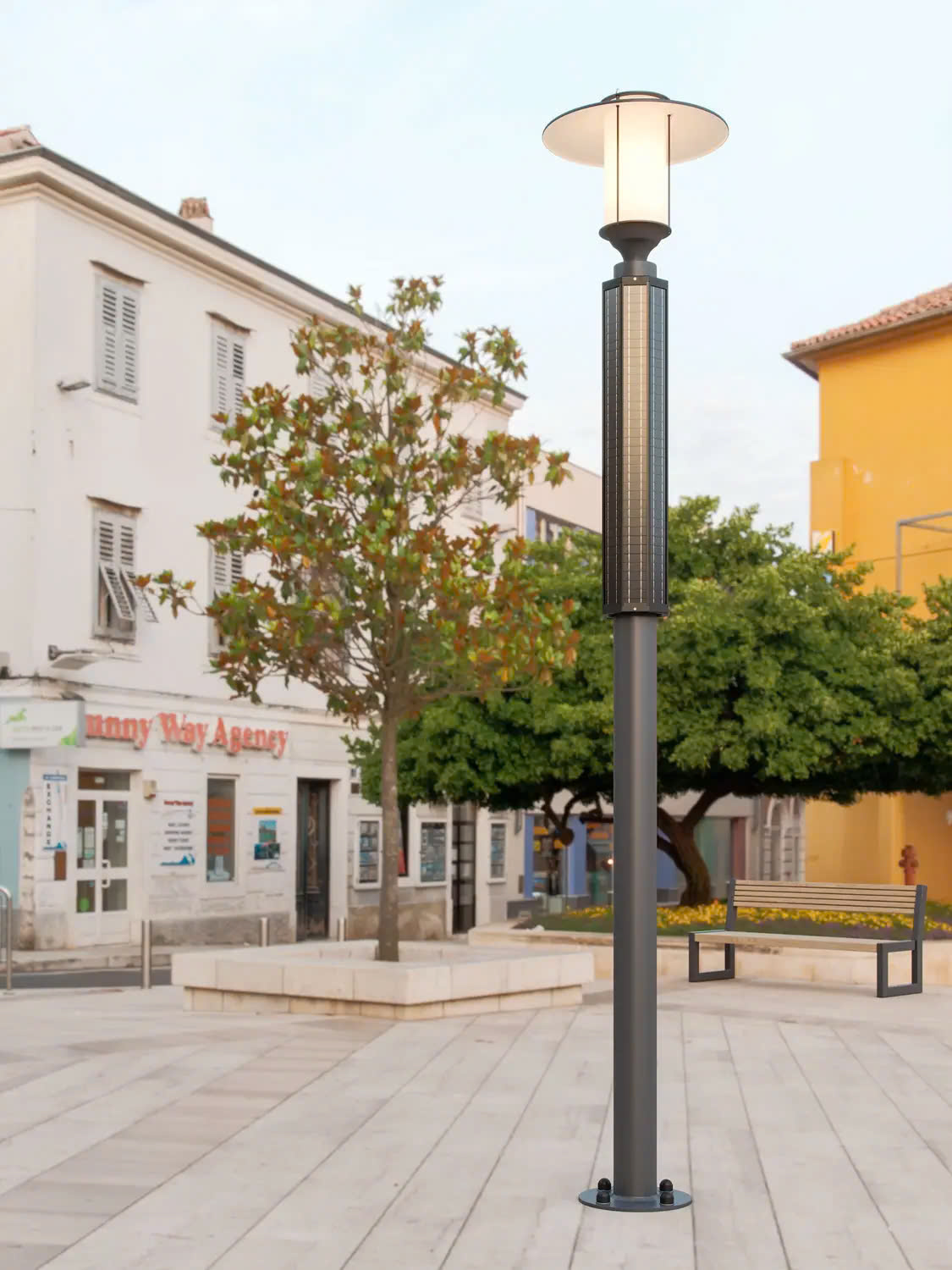 Trụ Cột Đầu Đèn Sân Vườn Jupiter Năng Lượng Mặt Trời Tấm Pin Dọc Vertical ZSR-2025 Smart City