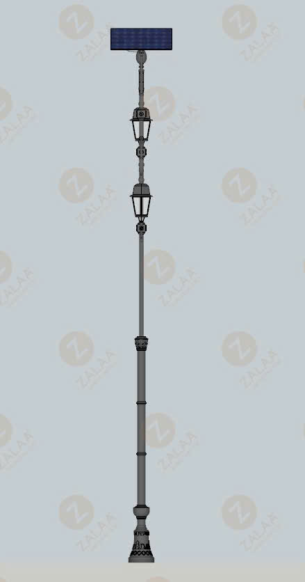Trụ Cột Đèn Cảnh Quan Solar Landscape Cổ Điển Europe ZSLLP H6M 120W 2 Tay 60W/bóng Chiếu Thủy - ZALAA OEM