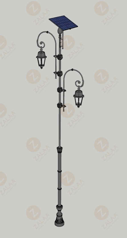 Trụ Cột Đèn Cảnh Quan Solar Landscape Cổ Điển Europe ZSLLP H6M 120W 2 Tay 60W/bóng Chiếu Thủy - ZALAA OEM