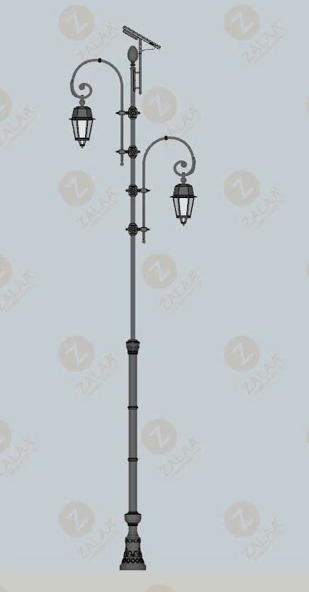 Trụ Cột Đèn Cảnh Quan Solar Landscape Cổ Điển Europe ZSLLP H5M 120W 2 Tay 60W/bóng Chiếu Thủy - ZALAA OEM