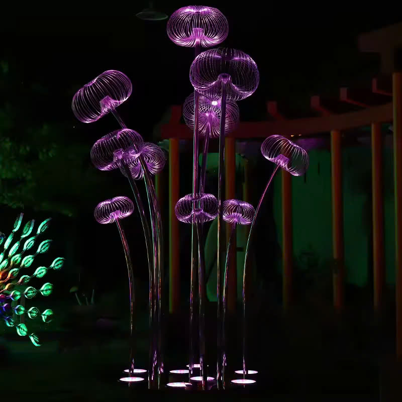 Trụ Cột Đèn LED Kiểu dáng Chùm Hoa Bồ Công Anh Tròn phát sáng đổi màu cho phố đi bộ