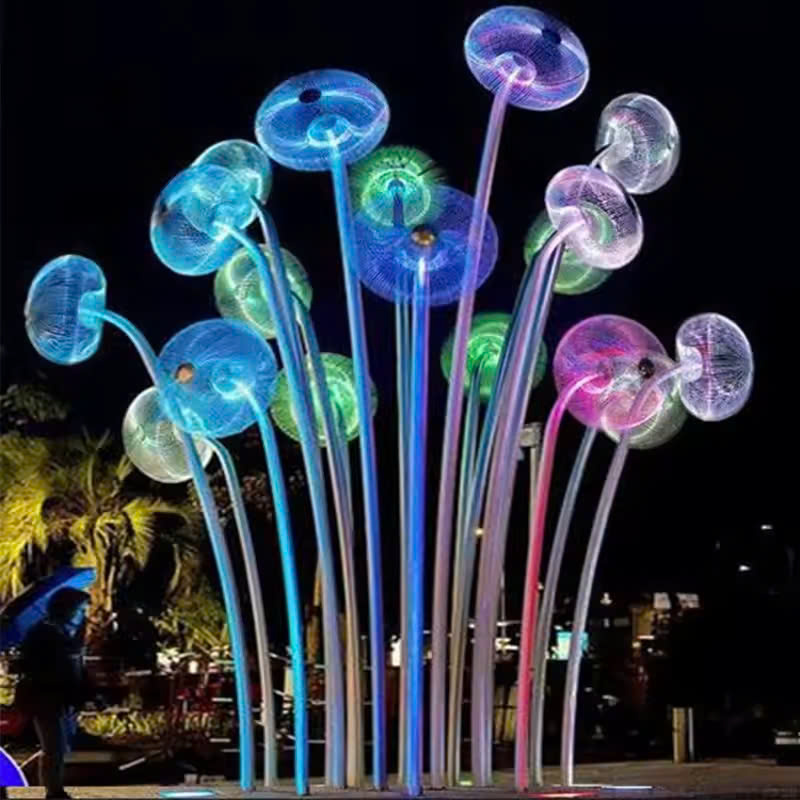 Trụ Cột Đèn LED Kiểu dáng Chùm Hoa Bồ Công Anh Tròn phát sáng đổi màu cho phố đi bộ