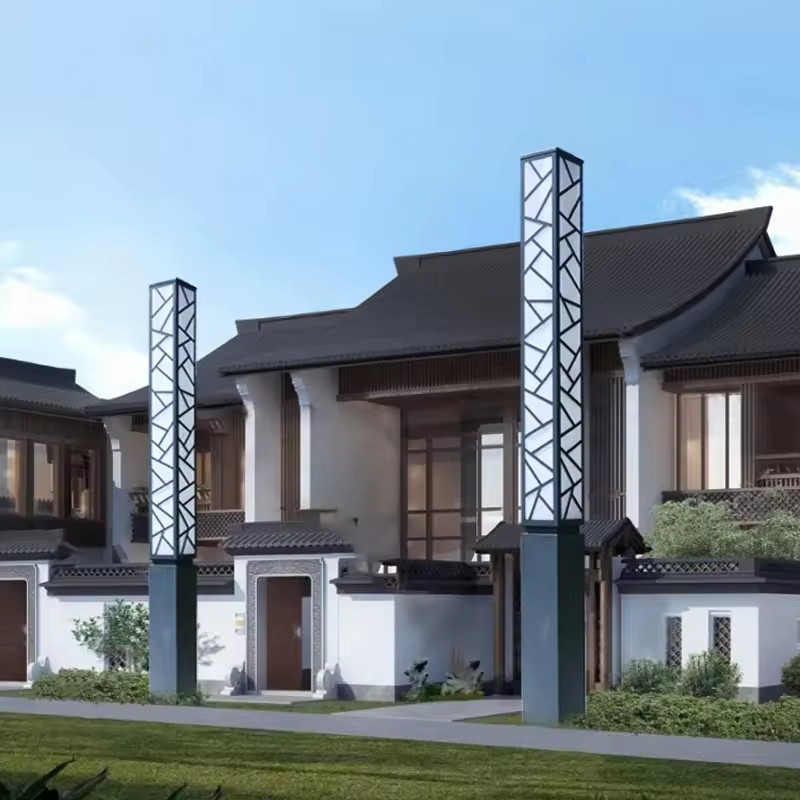 Trụ Cột Đèn LED Meca Vuông Hoa Văn Cổ Trang Chiếu sáng Cảnh quan Sân vườn, Home Stay - LED Art Lights