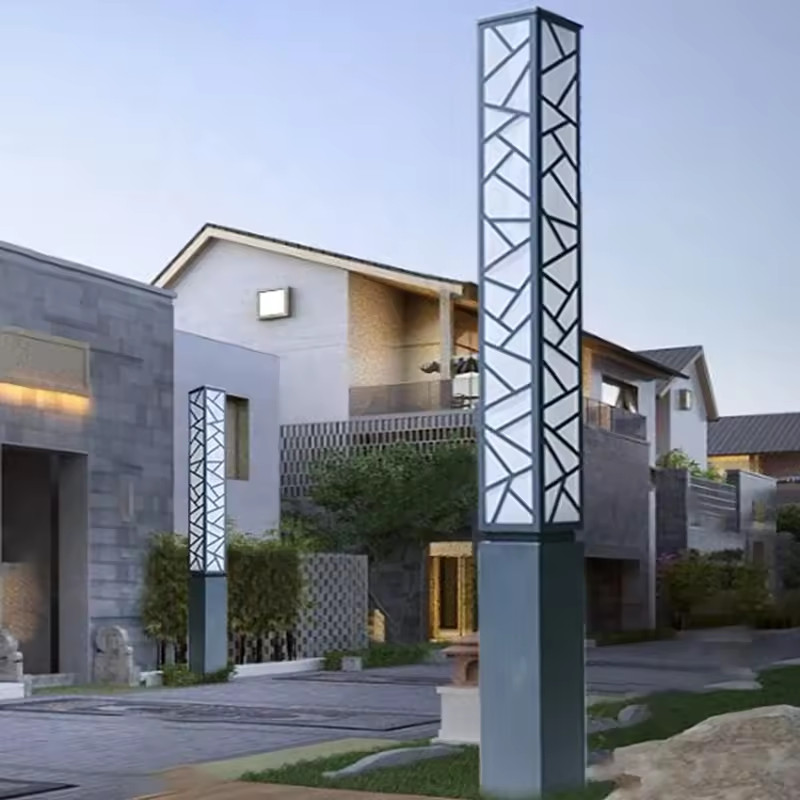 Trụ Cột Đèn LED Meca Vuông Hoa Văn Cổ Trang Chiếu sáng Cảnh quan Sân vườn, Home Stay - LED Art Lights