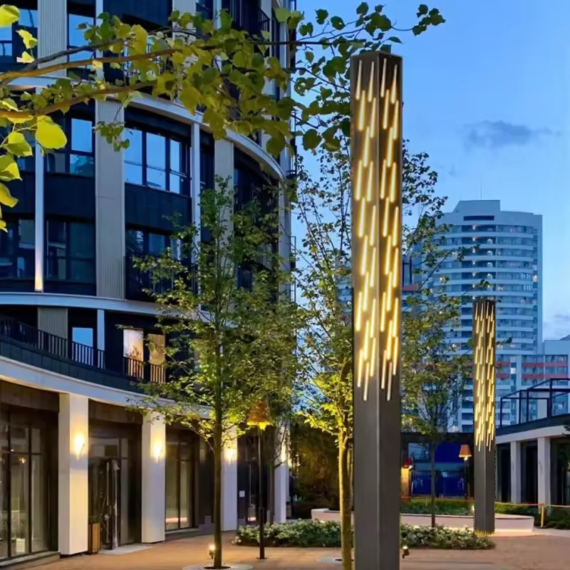 Trụ Cột Đèn LED Thanh Vuông CNC Giọt Nước Trang trí và Chiếu sáng Cảnh quan Sân vườn, Công Viên - LED Art Lights