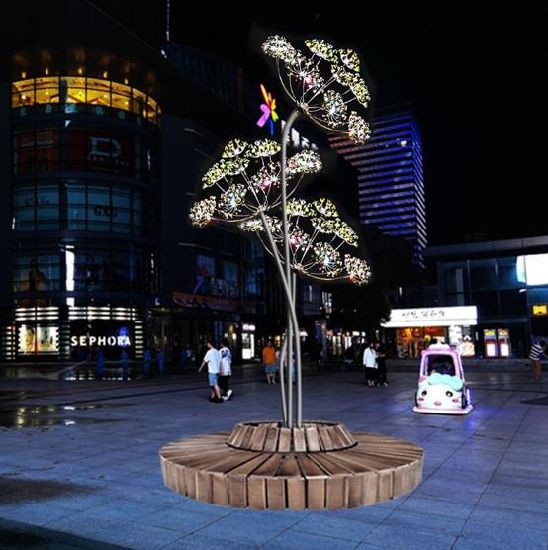 Trụ Cột và Đèn LED Kiểu dáng Chùm Hoa Pha Lê Ánh sáng RGB đổi màu đẹp lạ cho Công viên