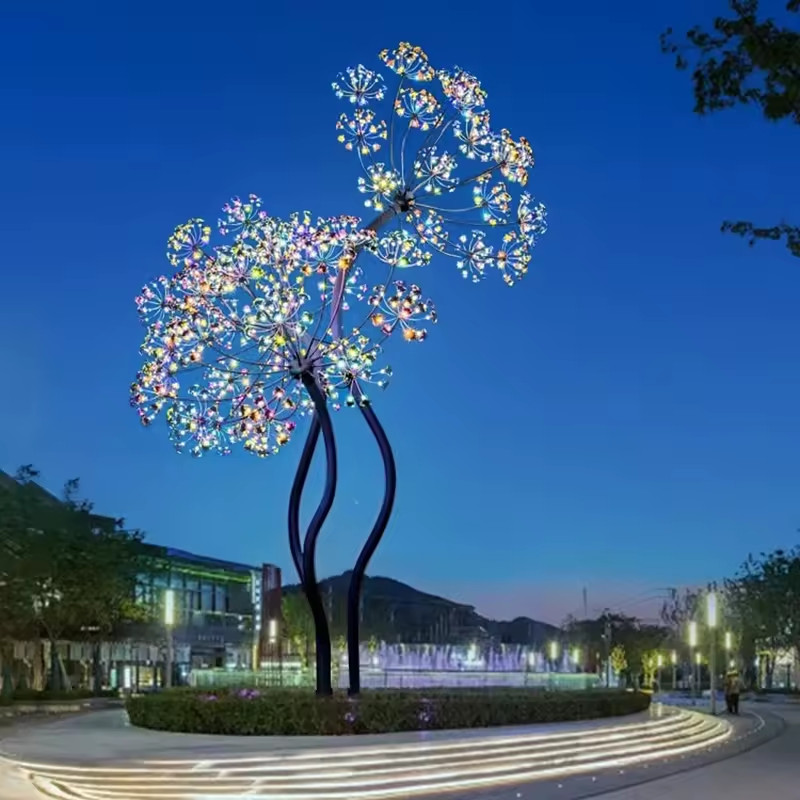 Trụ Cột và Đèn LED Kiểu dáng Chùm Hoa Pha Lê Ánh sáng RGB đổi màu đẹp lạ cho Công viên