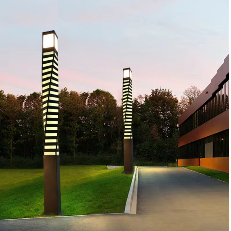 Trụ Đèn LED Thanh Nhiều Màu RGB Kiểu Vuông Xoắn Ốc trang trí cảnh quan vườn - LED Art Lights