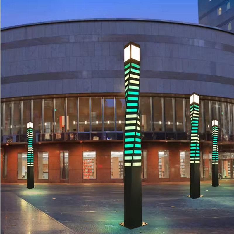 Trụ Đèn LED Thanh Nhiều Màu RGB Kiểu Vuông Xoắn Ốc trang trí cảnh quan vườn - LED Art Lights
