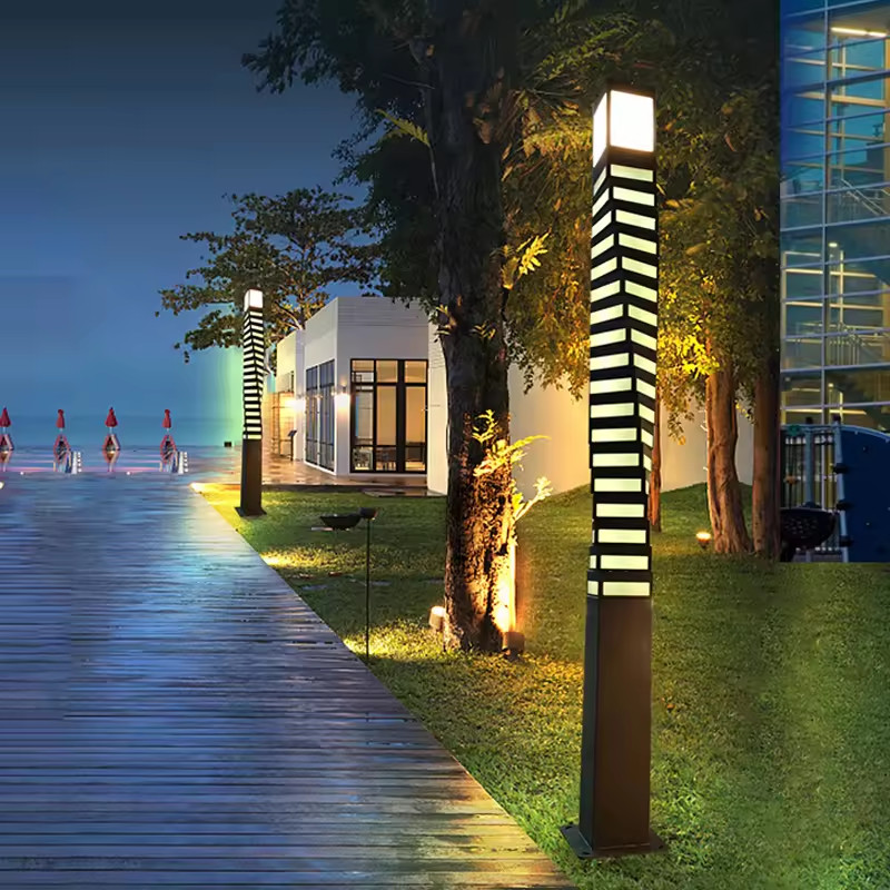 Trụ Đèn LED Thanh Nhiều Màu RGB Kiểu Vuông Xoắn Ốc trang trí cảnh quan vườn - LED Art Lights