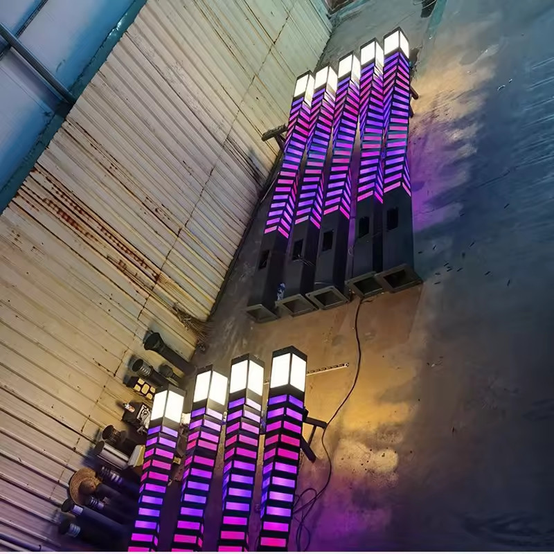 Trụ Đèn LED Thanh Nhiều Màu RGB Kiểu Vuông Xoắn Ốc trang trí cảnh quan vườn - LED Art Lights