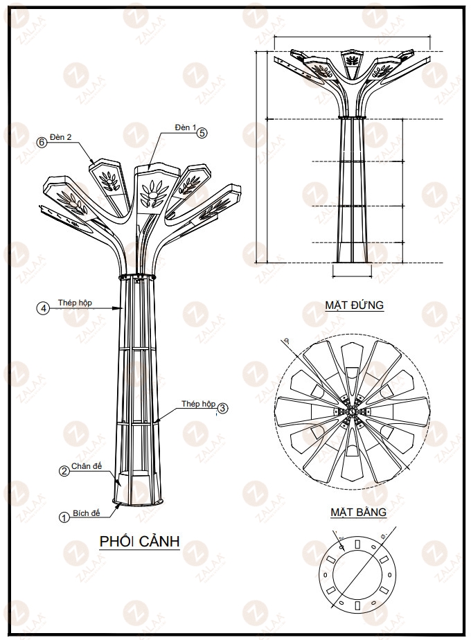 Trụ Đèn Trang Trí Rgb ZALAA Chiếu Sáng Cho Dự Án Công Viên Ánh Sáng Kiểu Hoa Ly - LED Tree Lights