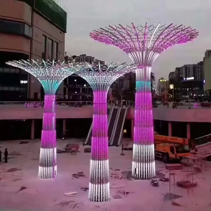 Trụ Đèn ZALAA Mô Hình 3D Tree Motif light Khổng Lồ, DMX 512, RGB đổi màu chiếu sáng công viên, khu trung tâm đô thị