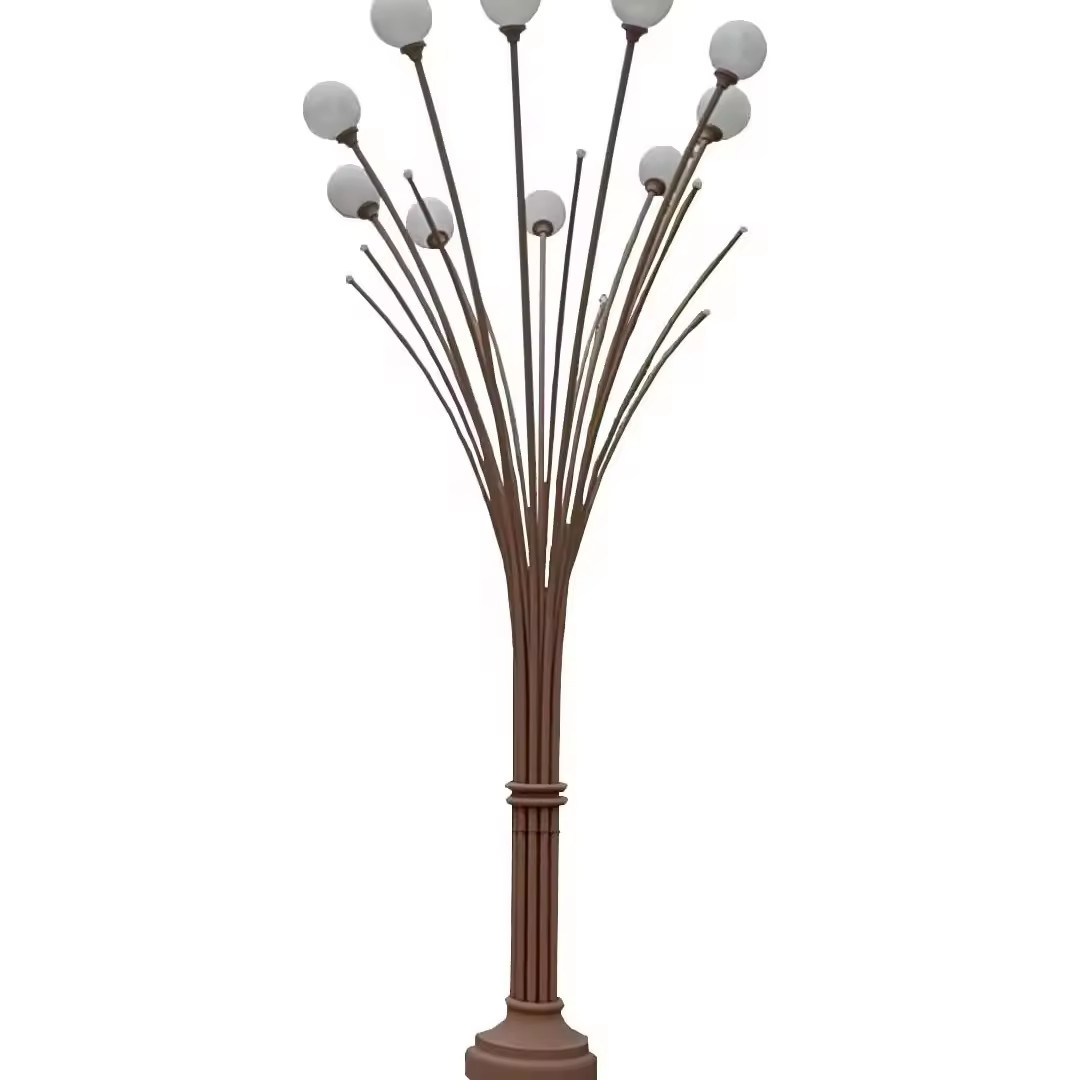 Chùm Cột Đèn nhiều tay bóng đầu quả cầu ZALAA Đẹp Lạ Giải pháp trang trí nghệ thuật cho sân vườn công viên