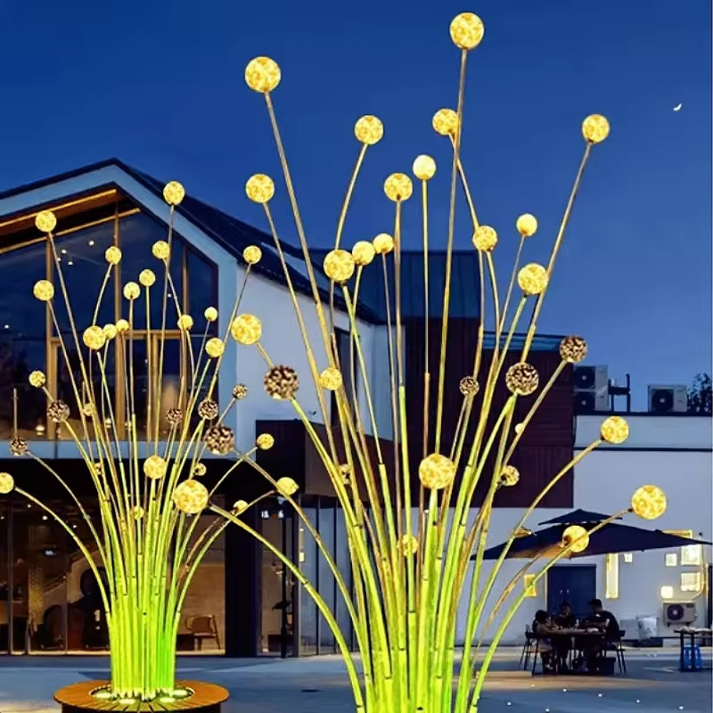Trùm Cột Đèn Trang Trí Kiểu Khóm Cây Đầu Bóng Quả Cầu Tròn Chiếu sáng Sân vườn, Khu đô thị mới
