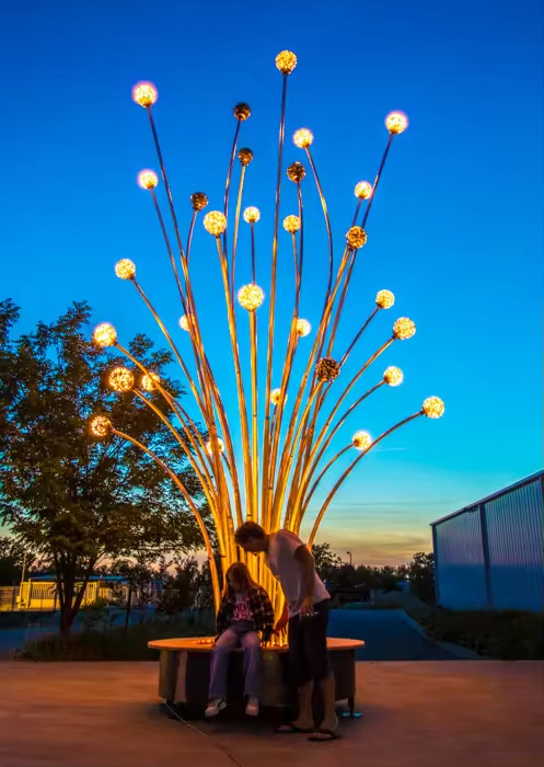 Trùm Cột Đèn Trang Trí Kiểu Khóm Cây Đầu Bóng Quả Cầu Tròn Chiếu sáng Sân vườn, Khu đô thị mới