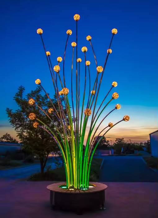 Trùm Cột Đèn Trang Trí Kiểu Khóm Cây Đầu Bóng Quả Cầu Tròn Chiếu sáng Sân vườn, Khu đô thị mới