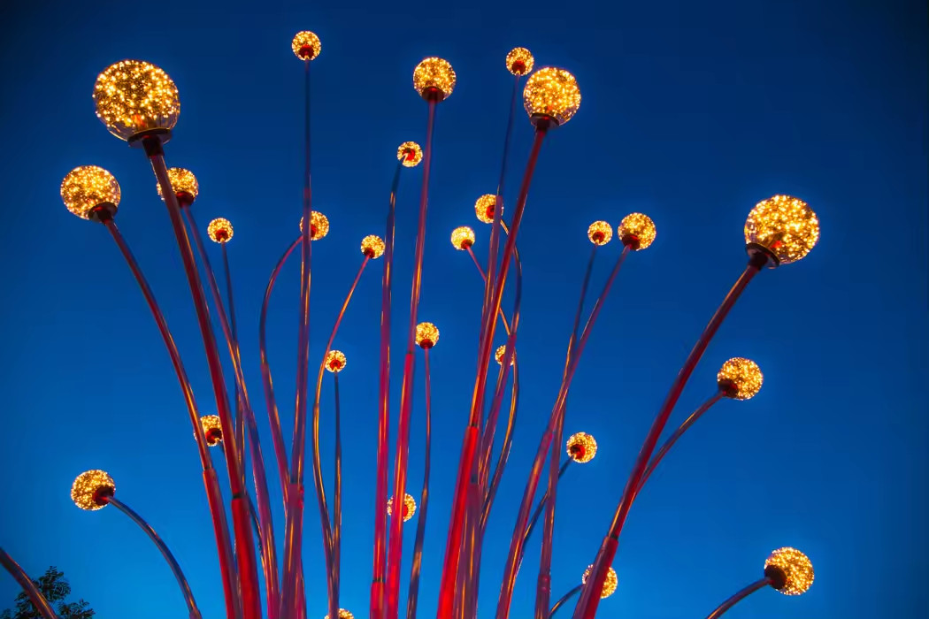 Trùm Cột Đèn Trang Trí Kiểu Khóm Cây Đầu Bóng Quả Cầu Tròn Chiếu sáng Sân vườn, Khu đô thị mới