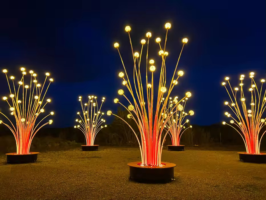 Trùm Cột Đèn Trang Trí Kiểu Khóm Cây Đầu Bóng Quả Cầu Tròn Chiếu sáng Sân vườn, Khu đô thị mới