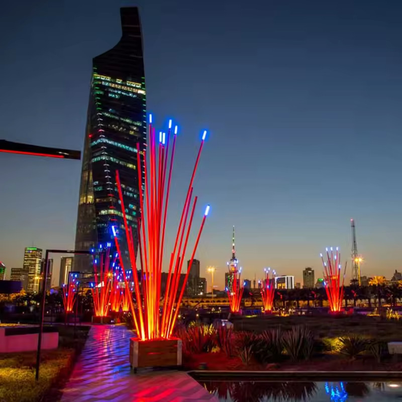 Trùm Cột Đèn Trang Trí Kiểu Khóm Tre Nhiều Màu Chiếu sáng Sân vườn, Khu đô thị mới