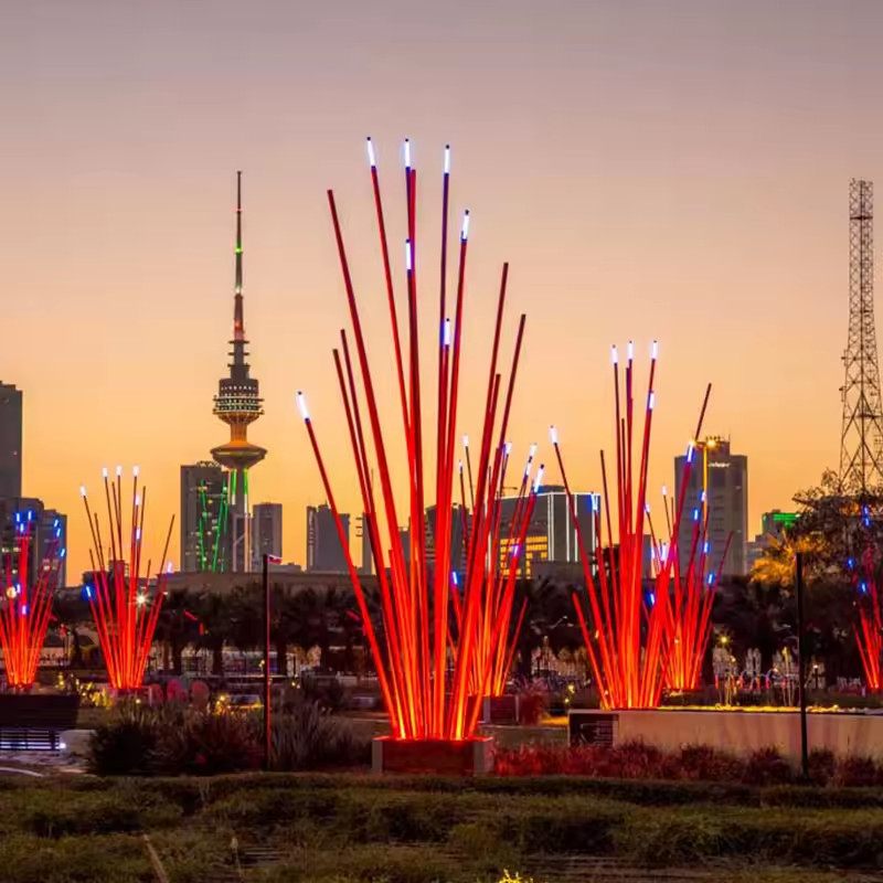 Trùm Cột Đèn Trang Trí Kiểu Khóm Tre Nhiều Màu Chiếu sáng Sân vườn, Khu đô thị mới