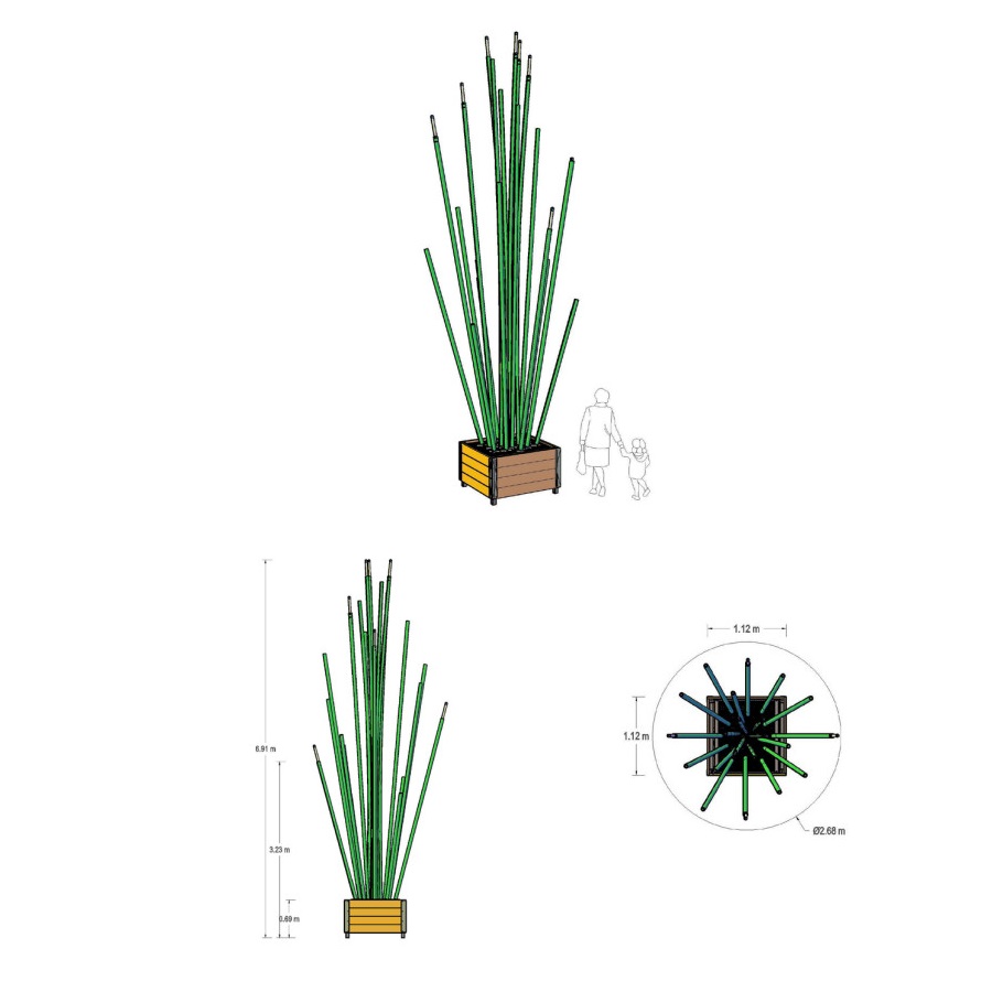 Trùm Cột Đèn Trang Trí Kiểu Khóm Tre Nhiều Màu Chiếu sáng Sân vườn, Khu đô thị mới