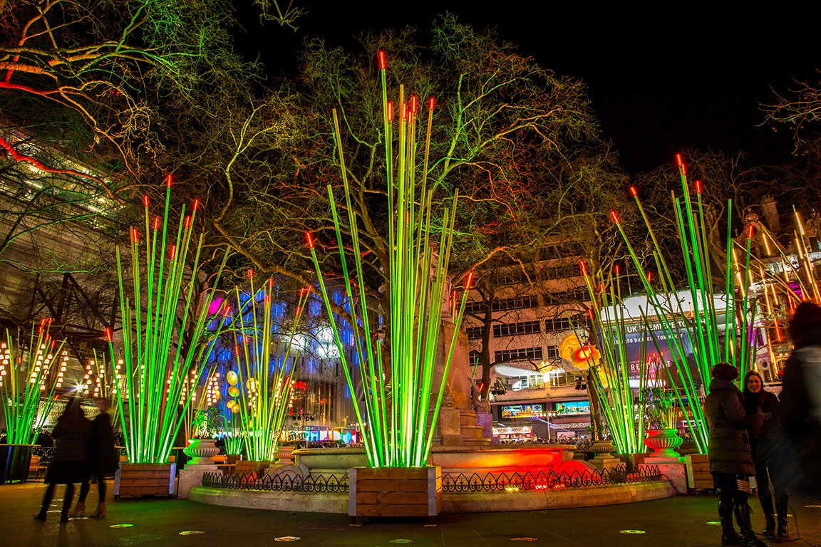 Trùm Cột Đèn Trang Trí Kiểu Khóm Tre Nhiều Màu Chiếu sáng Sân vườn, Khu đô thị mới