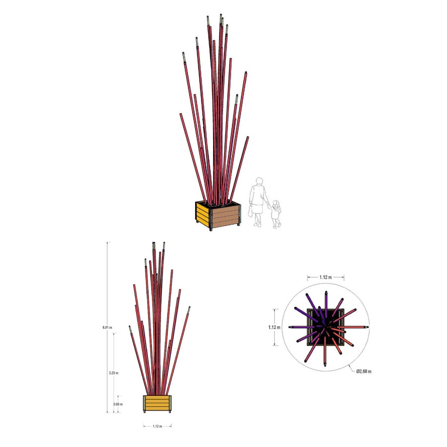 Trùm Cột Đèn Trang Trí Kiểu Khóm Tre Nhiều Màu Chiếu sáng Sân vườn, Khu đô thị mới