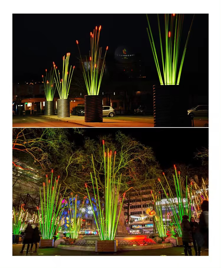 Trùm Cột Đèn Trang Trí Kiểu Khóm Tre Nhiều Màu Chiếu sáng Sân vườn, Khu đô thị mới
