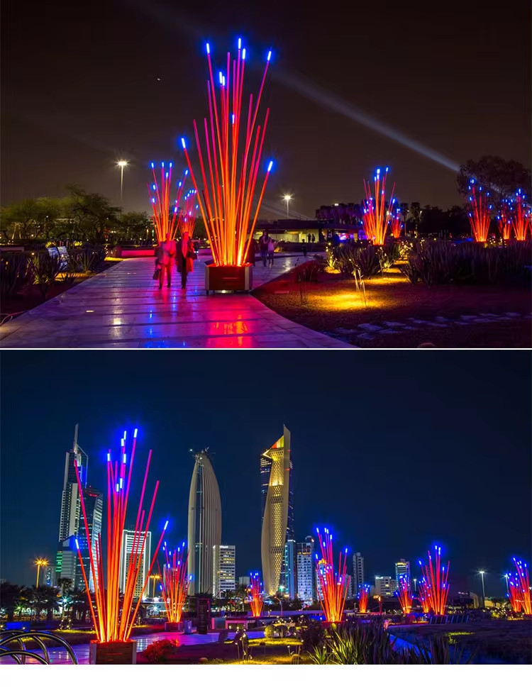 Trùm Cột Đèn Trang Trí Kiểu Khóm Tre Nhiều Màu Chiếu sáng Sân vườn, Khu đô thị mới