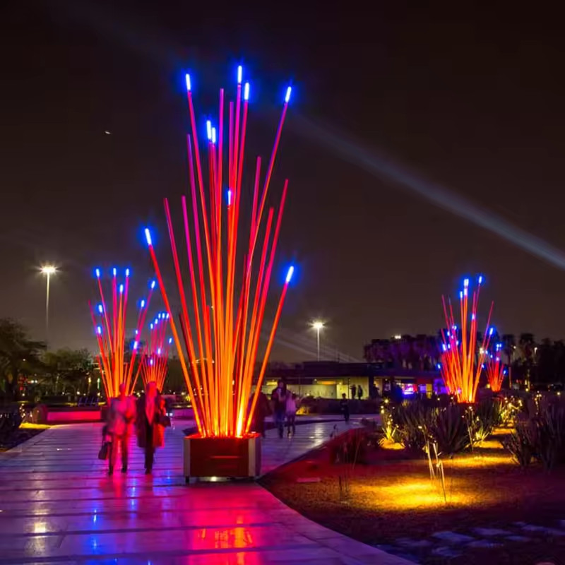 Trùm Cột Đèn Trang Trí Kiểu Khóm Tre Nhiều Màu Chiếu sáng Sân vườn, Khu đô thị mới