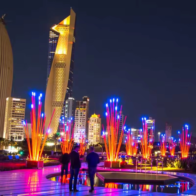 Trùm Cột Đèn Trang Trí Kiểu Khóm Tre Nhiều Màu Chiếu sáng Sân vườn, Khu đô thị mới